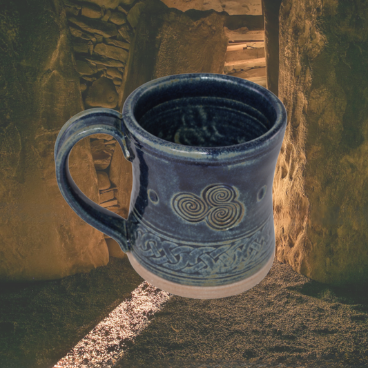 Newgrange Spiral Coffee Mug – Blue | Green | Yellow