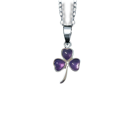 Amethyst Shamrock Pendant – Silver
