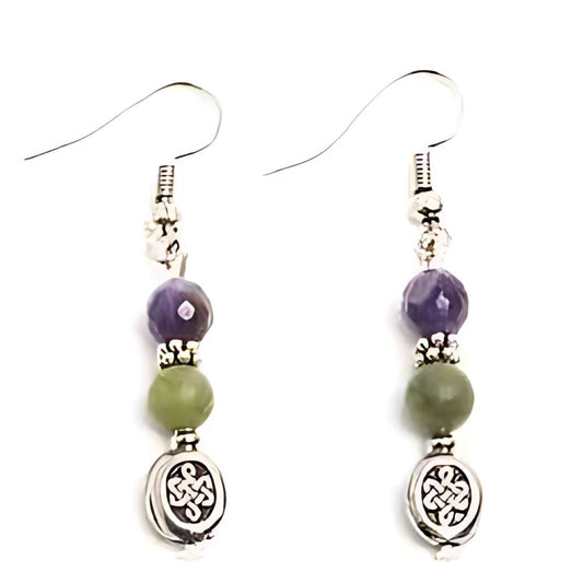 Amethyst & Connemara Celtic Knot Earrings