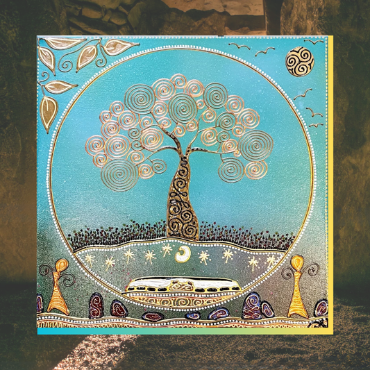 Tree of Life Newgrange – Blue - Canvas Block
