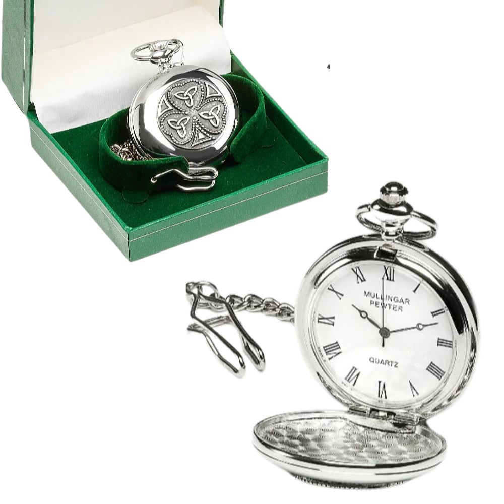 Gents Quartz Irish Pocket Watch - Shamrock Trinity