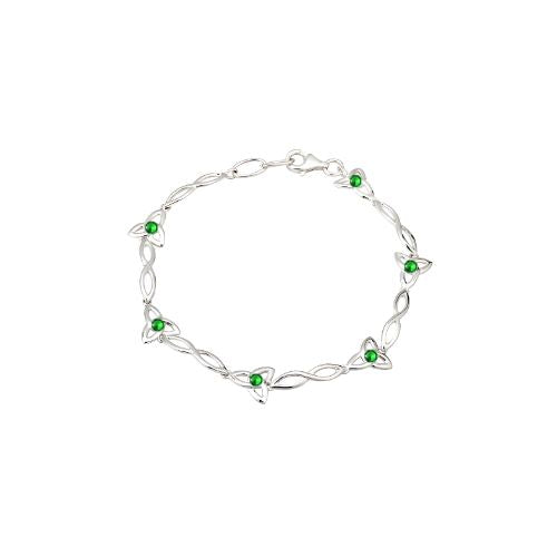 Celtic Knot Emerald Gem Bracelet | Silver