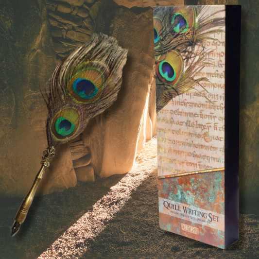 Peacock Feather Quill Writing Set