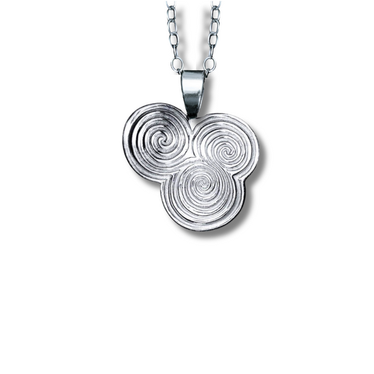 Brú na Bóinne Triple Spiral Pendant -  Silver