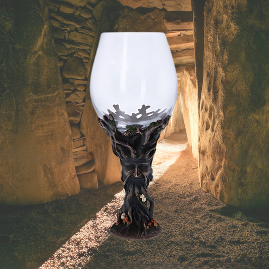 Ancient Green Man Tree Spirit Goblet - Bronze Stem Wine Glass