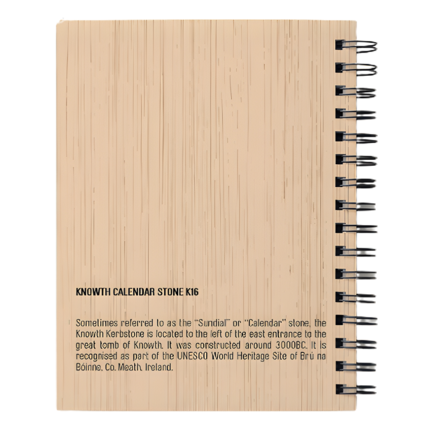 Knowth Calendar Stone - Wooden Engraved Notebook