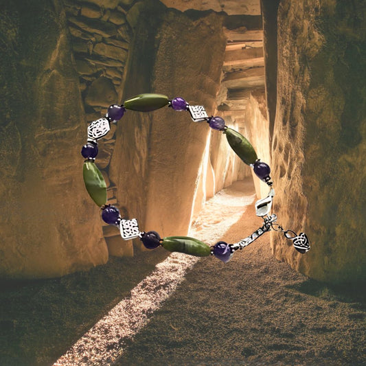 Rice Shaped Connemara & Amethyst Bracelet