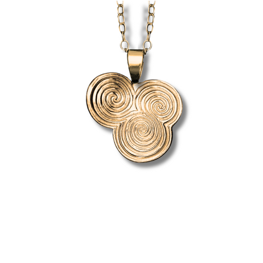 Brú na Bóinne Triple Spiral Pendant -  Gold