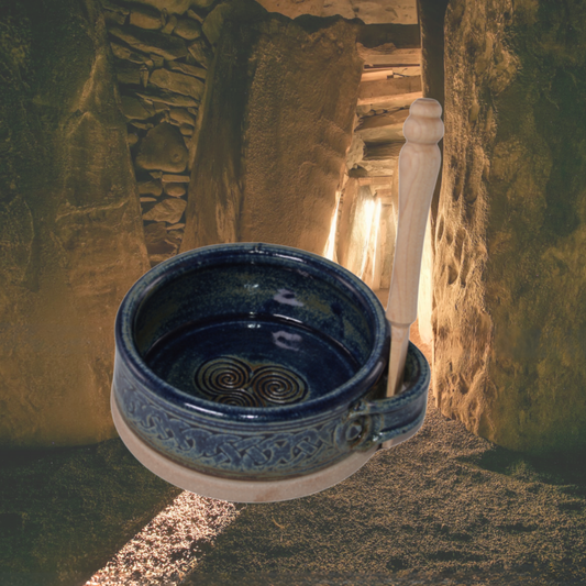 Newgrange Spiral Dip Dish and Knife – Blue | Green | Yellow