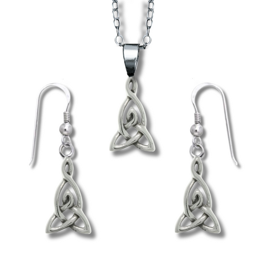 Celtic Knot Hook Earrings and Pendant | Silver