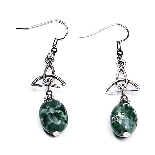 Tree Agate Trinity Knot Earrings