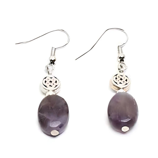 Oval Amethyst Knot Earrings