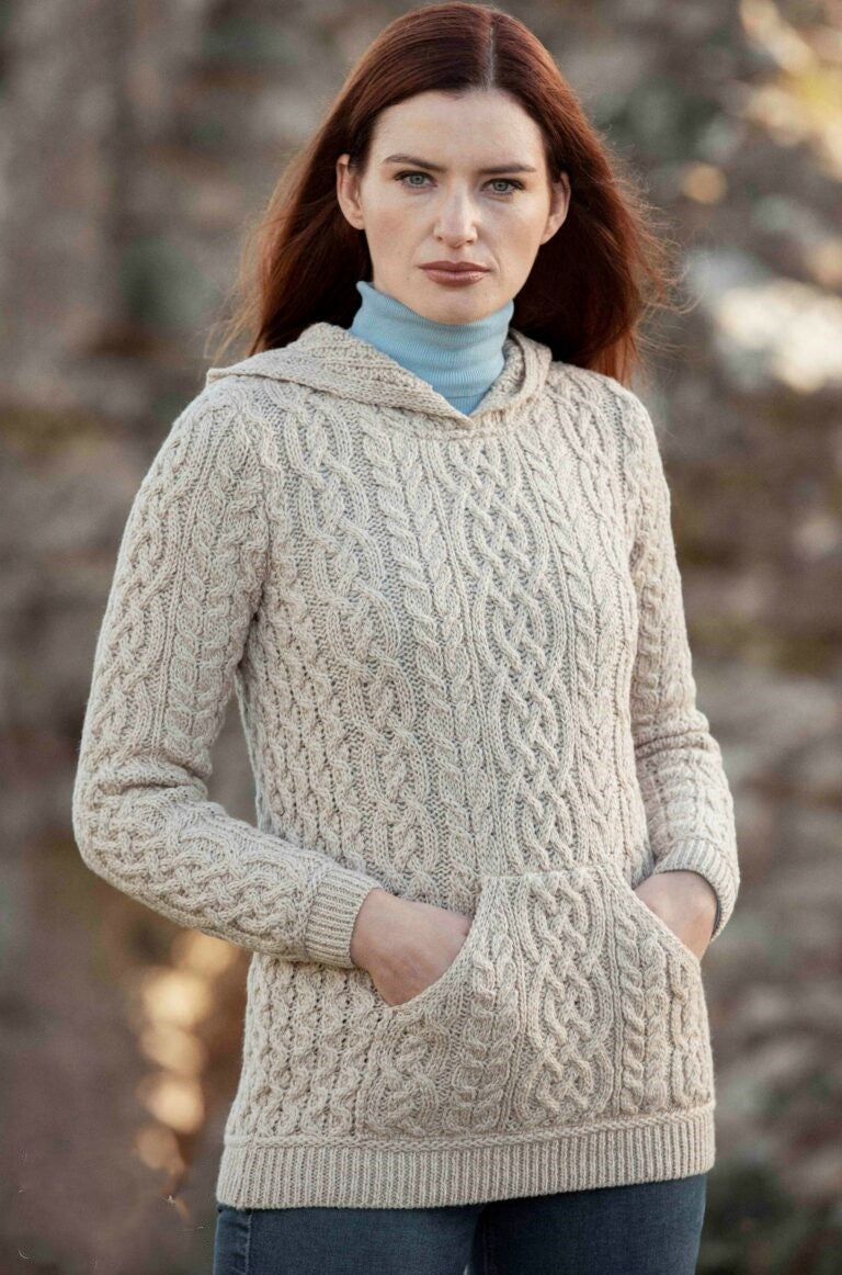 Aran Hooded Sweater - Parsnip