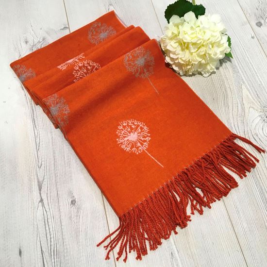 Dandelion Print Cashmere Mix Scarf, Orange | Maguires Hill of Tara